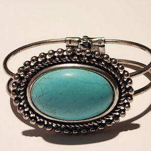 Retro Turquoise on Silver Cuff bracelet